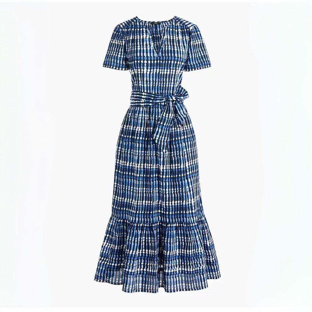 J. Crew Cotton tiered midi dress size 14 no belt